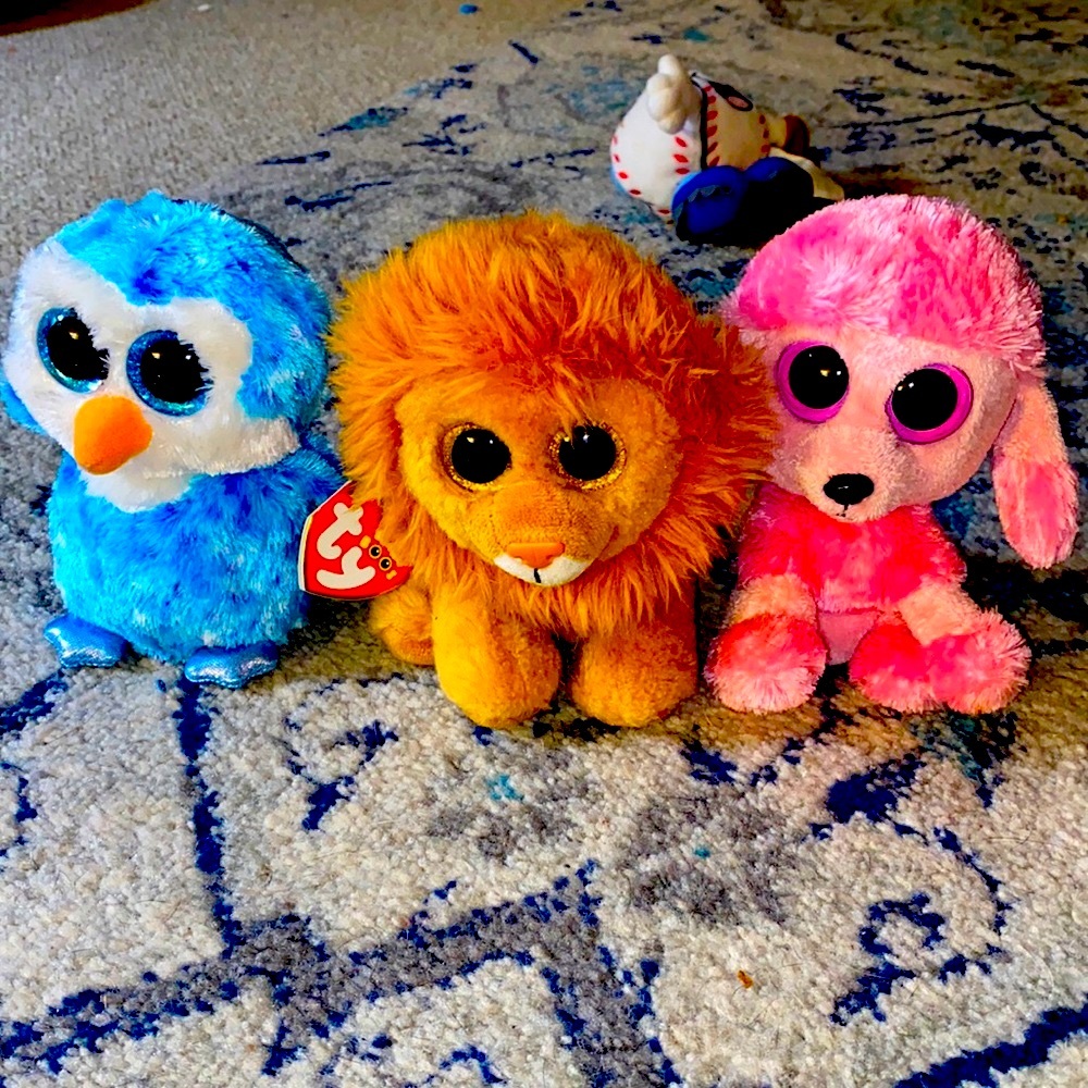 Beanie Babies Plush Set-Ice Cube, Princess & Louie